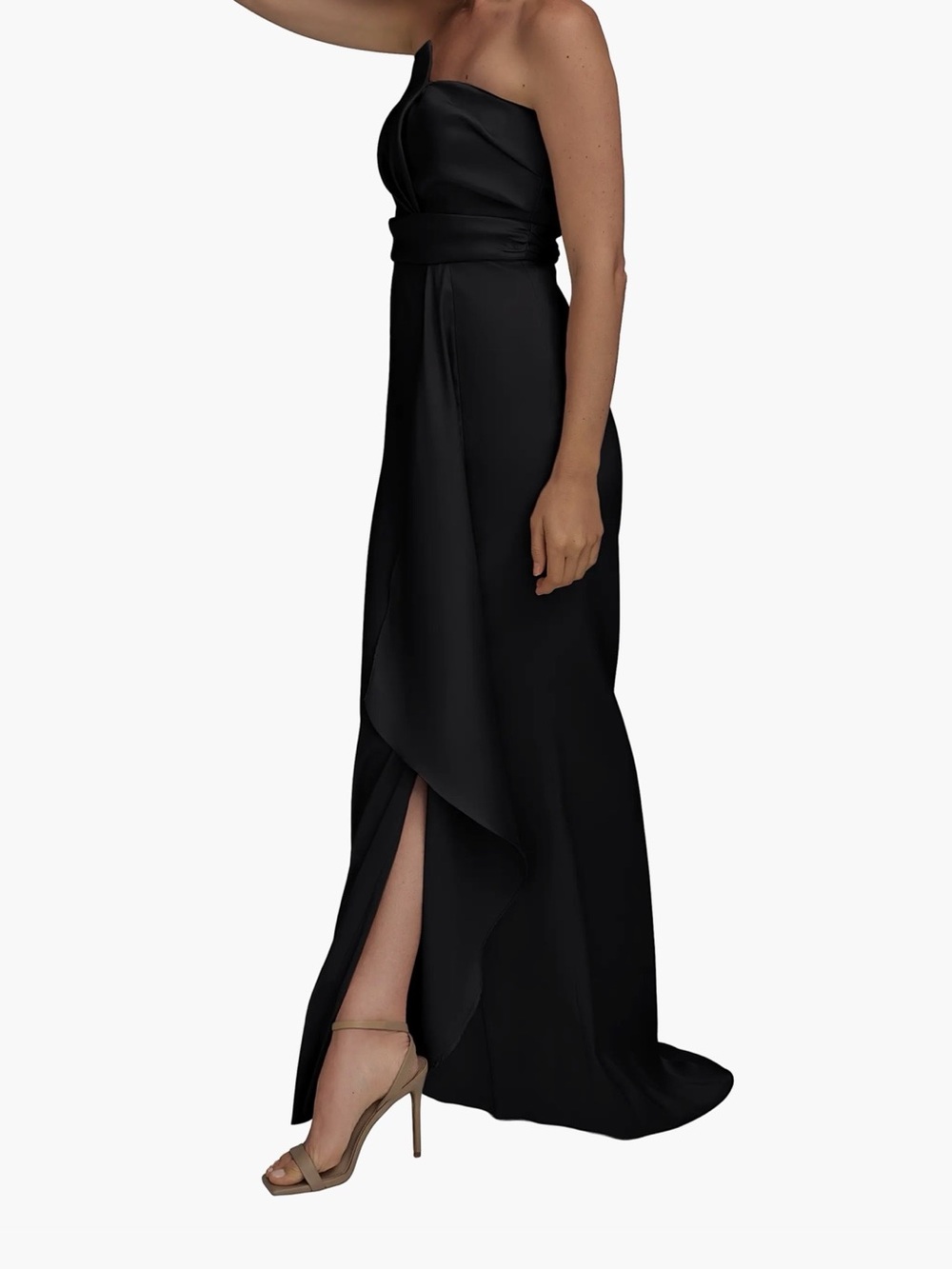 Donna Karan Asymmetric Strapless Satin Gown Sz 8 - Picture 3 of 11